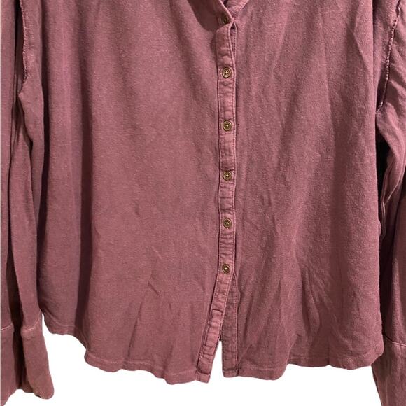 Free People Maroon Long Sleeve Button Down Sz M - Picture 3 of 12